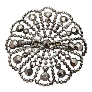 Steel Cut Round Medallion Open Brooch Pin L488